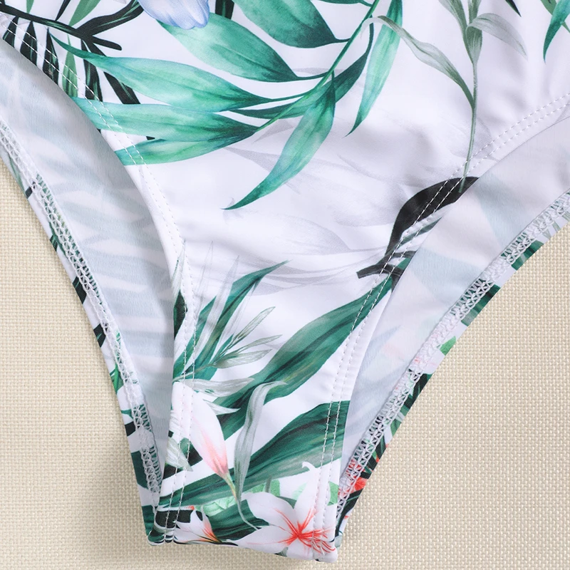 

2021 New Sexy Splicing Froral Print Striped Female Swimwear One Piece Swimsuit Women Bather Beachwear Bathing Suit Swim Bodysuit