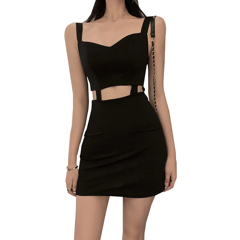 Женское мини платье без рукавов летние черные сексуальные облегающие платья с