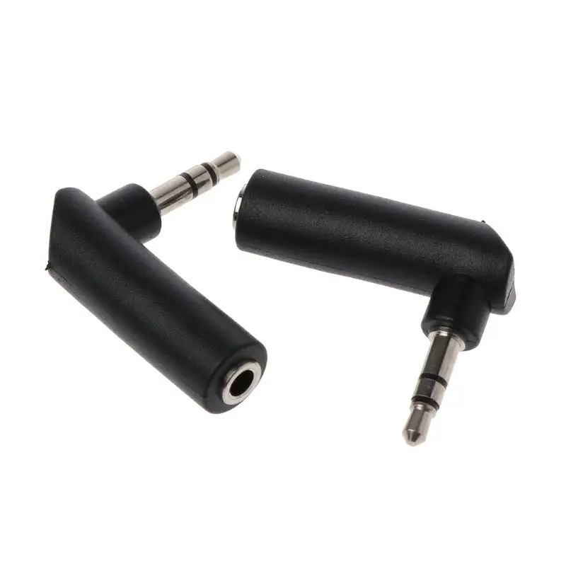 

2Pcs Gold jack 3.5mm 3 90 Degree Female to 3.5mm Male Stereo Plug Jack Earphone Adapter D0UA