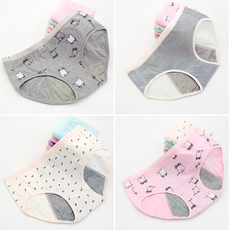 5 шт./лот женские менструальные хлопковые бесшовные трусы нижнее белье