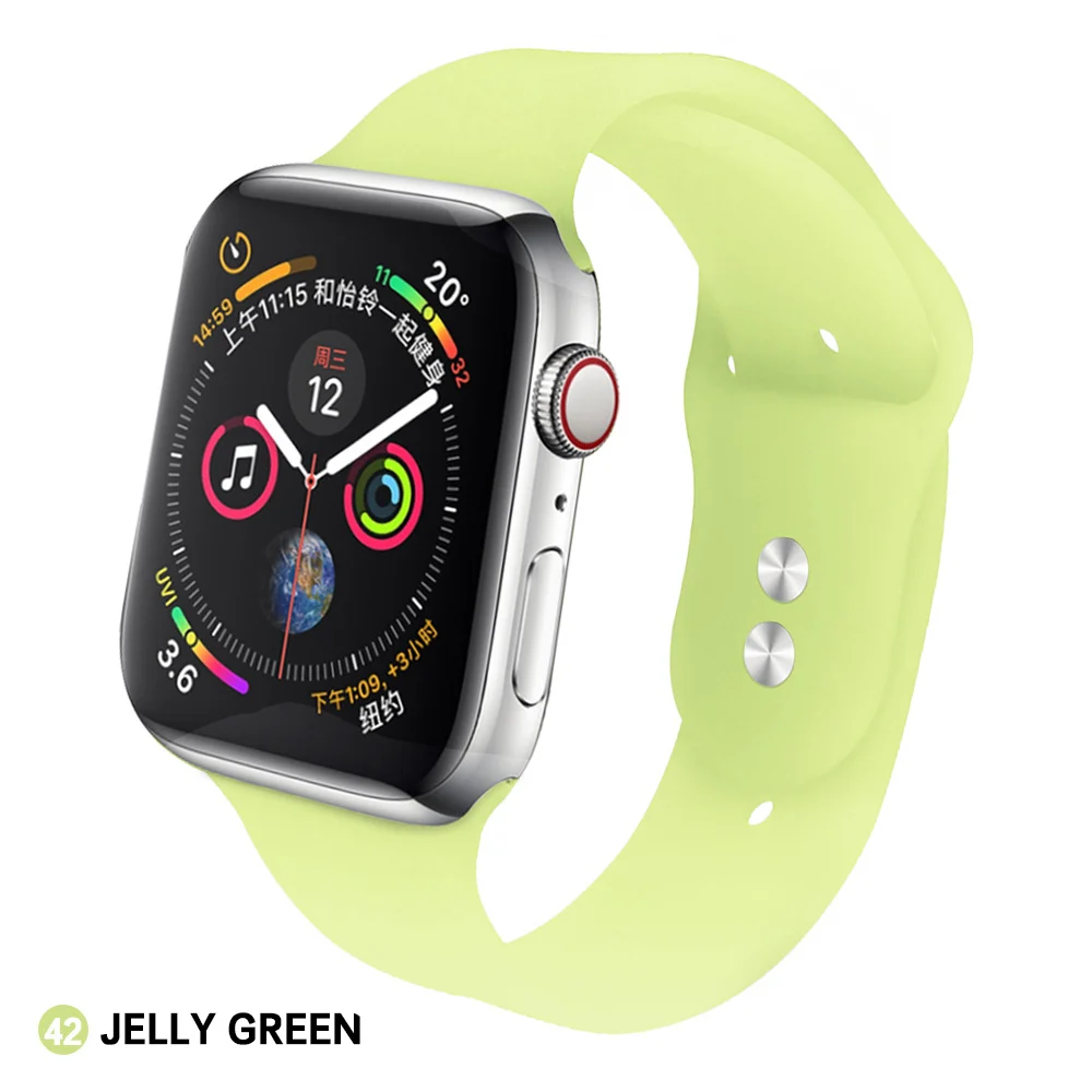 Мягкий силиконовый сменный спортивный ремешок для 38 мм Apple Watch Series1 2 3 4 5 42 мм ремешок для наручных браслетов для iWatch Sports Edition - Цвет ремешка: Jelly green