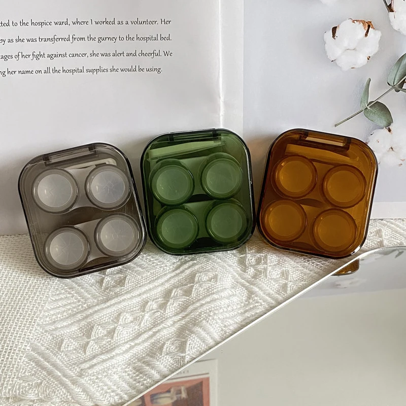 

Ins прозрачный простой чехол для контактных линз коричневый косметический контейнер для линз портативный дорожный Набор Чехол для очков чех...