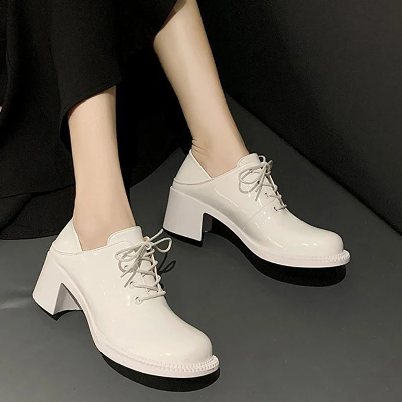 Lucyever модные туфли-лодочки на квадратном каблуке со шнуровкой женские офисные