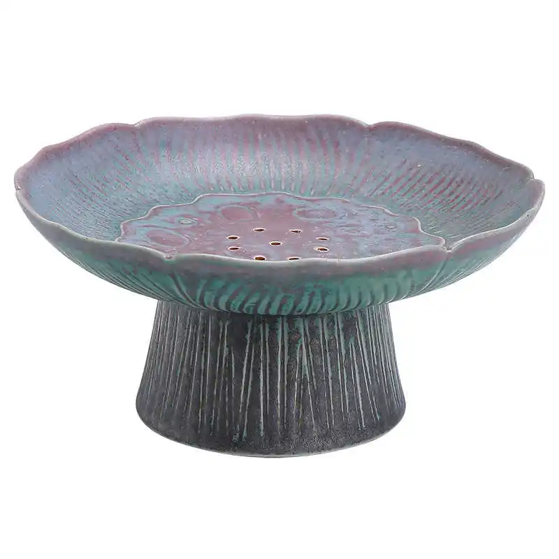 

Cake-Tray Snack-Plate Ceramic-Fruit-Plate Lotus-Tea Draining Fruit-Dish Japanese-Style