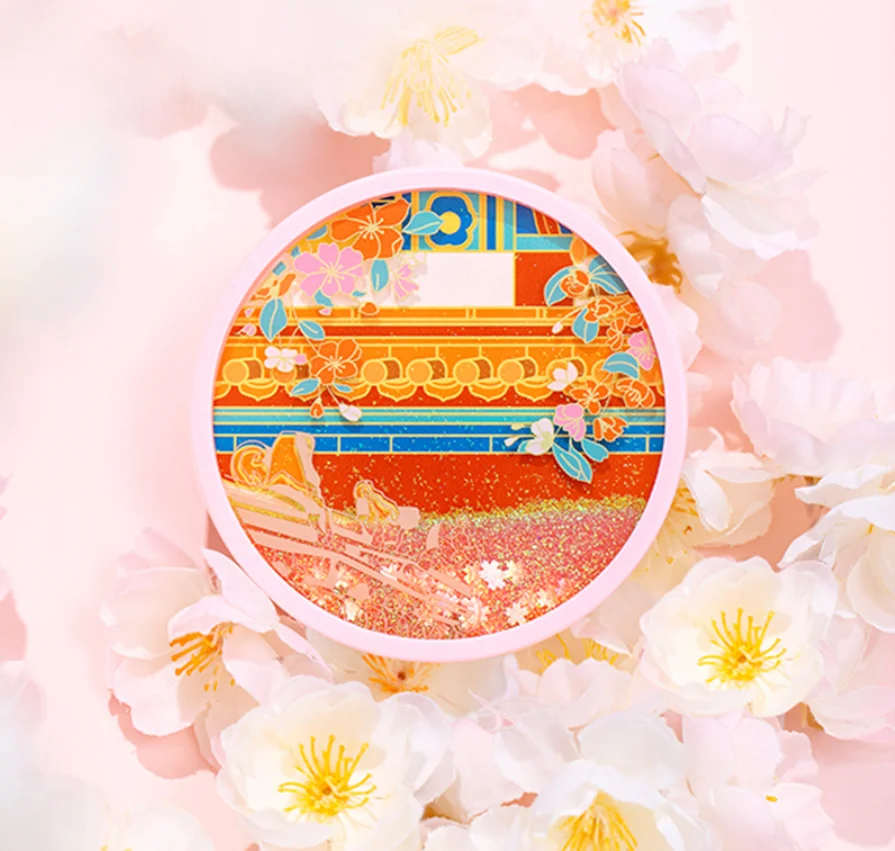 

Seasonal quicksand Silicone coaster of forbidden city，Hand-painted buildings，four Seasons，New year, Birthday gift