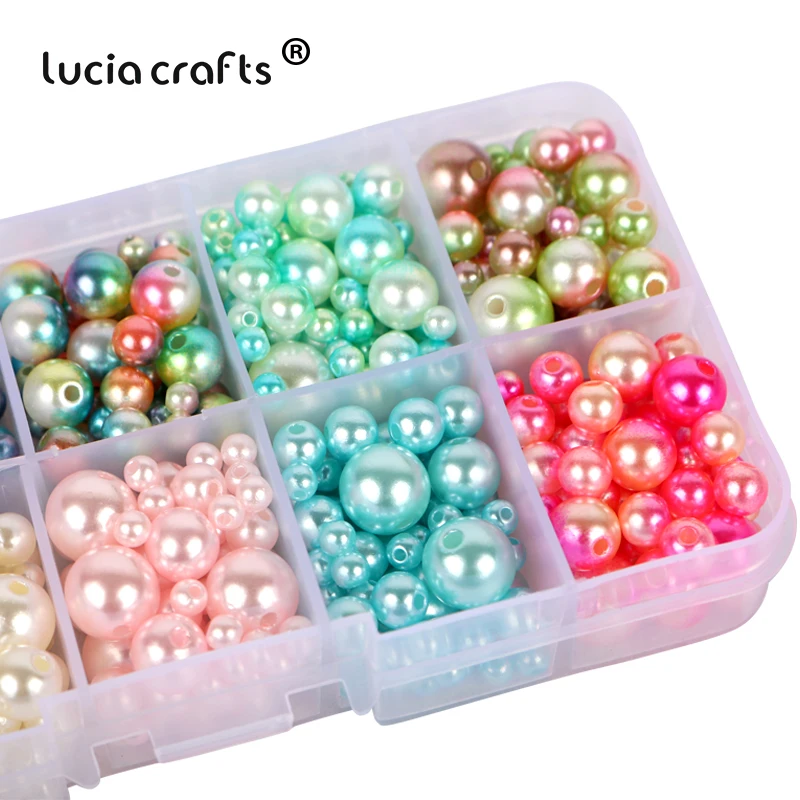 Lucia crafts 540 шт./лот 4/6/8/10 мм Красочный Искусственный жемчуг бусины с дырочками свободные бусины для самостоятельного изготовления ручной работы аксессуары E1214