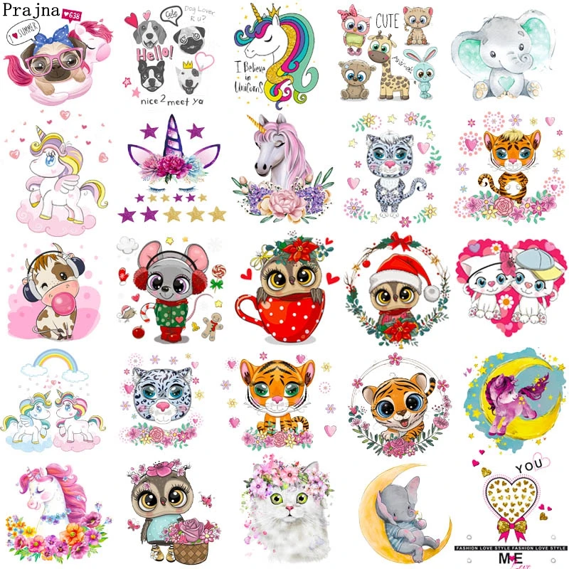 Термоклейкие нашивки с мультяшными животными для одежды аппликация единорогом