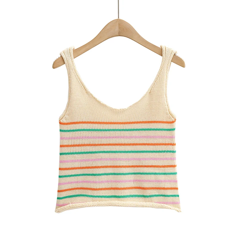 

JC·KILIG 2021 Summer New Striped Knitted Top Vest Suit Shorts S3190-3191