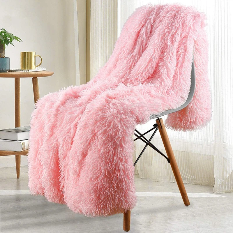 

Super Soft Long Plush Fur Blanket 150x200cm Portable Travelling Sofa Blankets Nedspread Fluffy Shaggy Fur Blanket