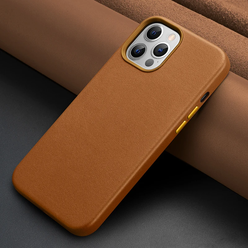 

Genuine Leather Case for iPhone 12 Pro Max Mini Case Magsafing Luxury 1:1 Wireless Charge Cover for iPhone 12pro 12mini 12promax