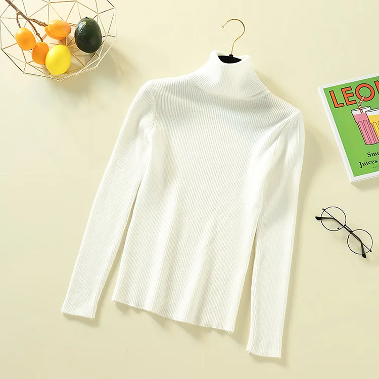 CHRLEISURE Casual Solid Color Women's Sweater Autumn And Winter High Neck Warm Female Shirts Long Sleeve Woman's Clothes | Женская