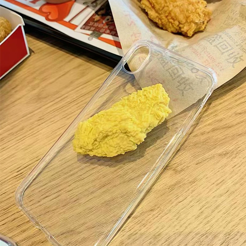 KEXIN Funny 3D Fried Chicken wings Phone Case For Apple iphone XR XS MAX X7 8 6S 6 Plus TPU Clear Back Covers Cases Cartoon |