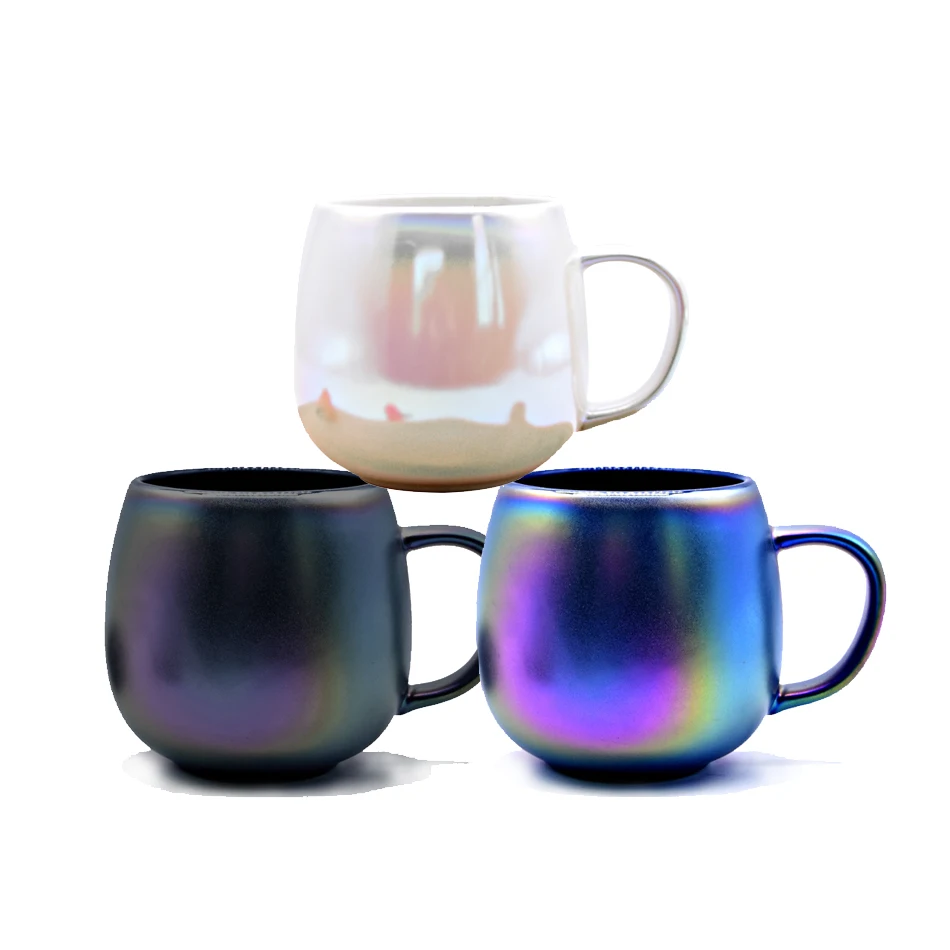 Керамическая чашка с перламутровой глазурью простая Скандинавская молочная