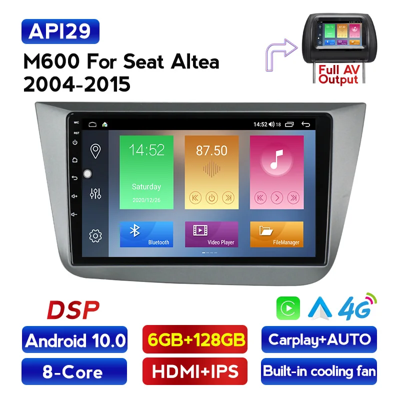 Автомобильный радиоприемник 1280x720 6G + 128G Android 10 4G LTE мультимедийная навигация GPS для