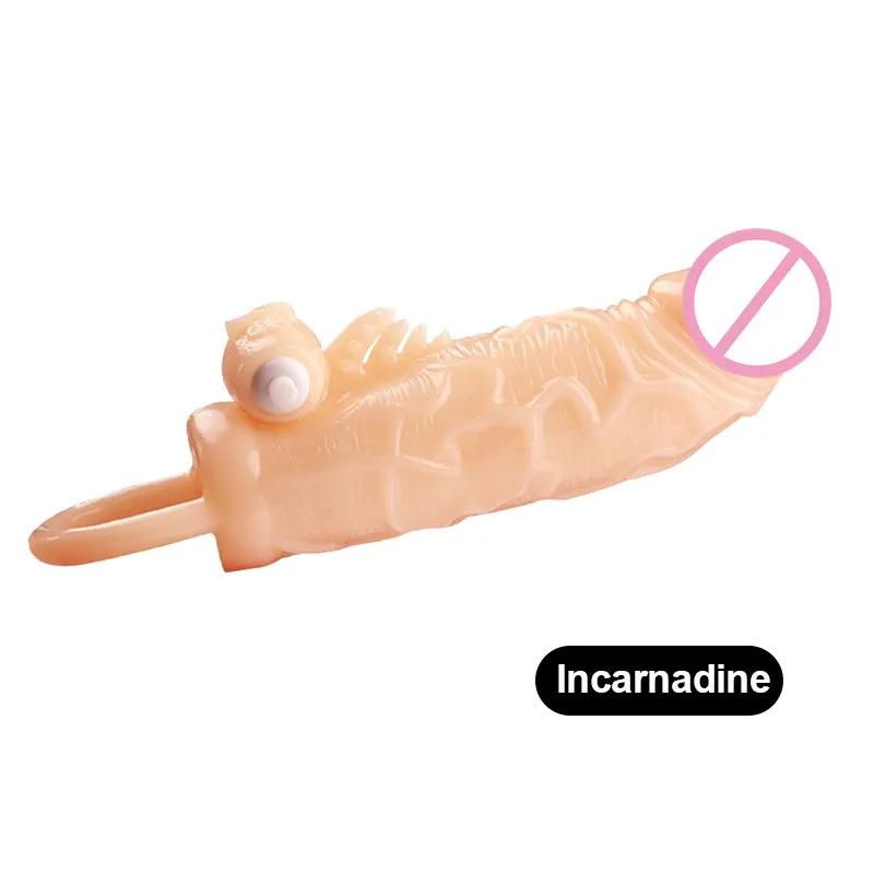 Вибратор для увеличения пениса TPE презервативы мужчин многоразовый удлинитель