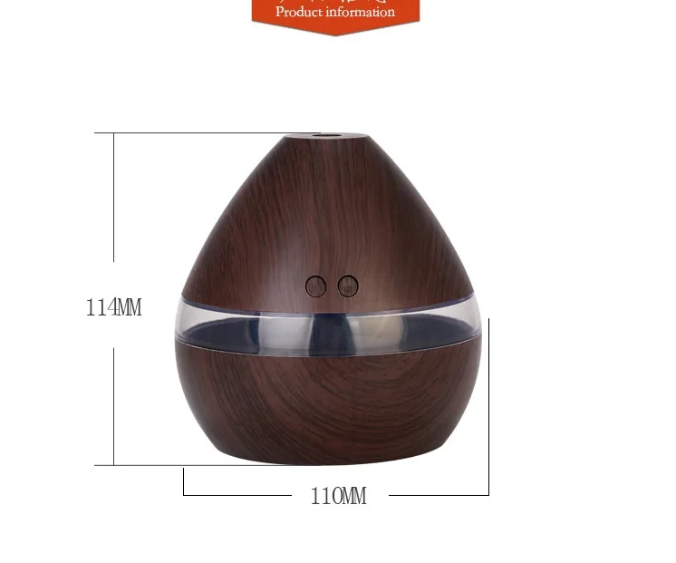 

300ML Mini Air Humidifier Essential Aroma Oil Diffuser Ultrasonic Wood Grain Air Humidifier USB Mist Maker With LED Light