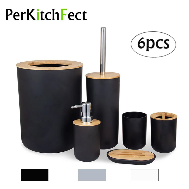 

6 шт., бамбуковые аксессуары для ванной комнаты