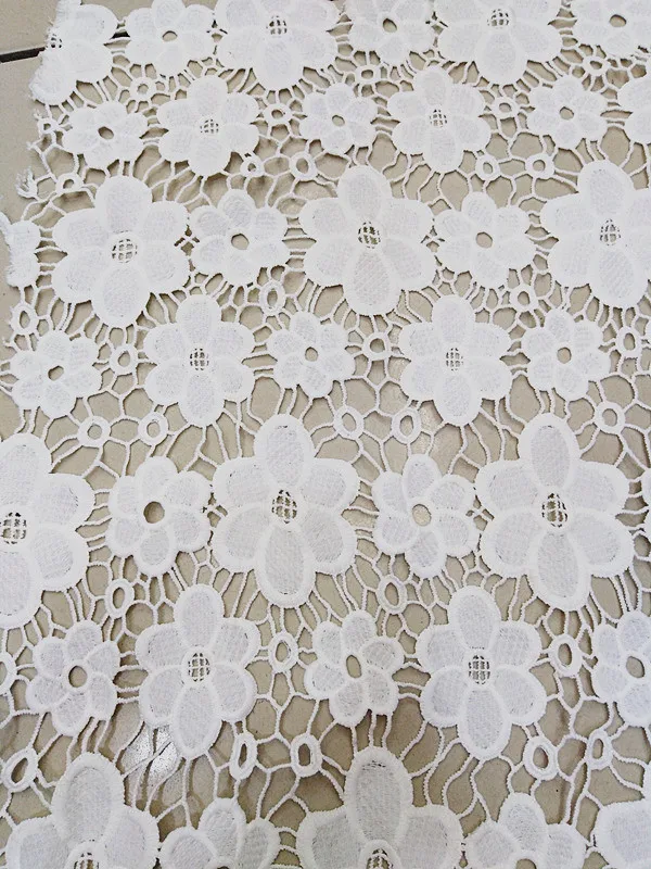 5 ярдов Красивая молочный шелк Кружевная Ткань африканская Водорастворимая