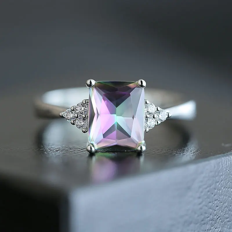 

Классические прямоугольные обручальные кольца JK с синим фианитом, обручальное кольцо для женщин, Доступно 3 цвета, размер 6-10, Заводская расп...