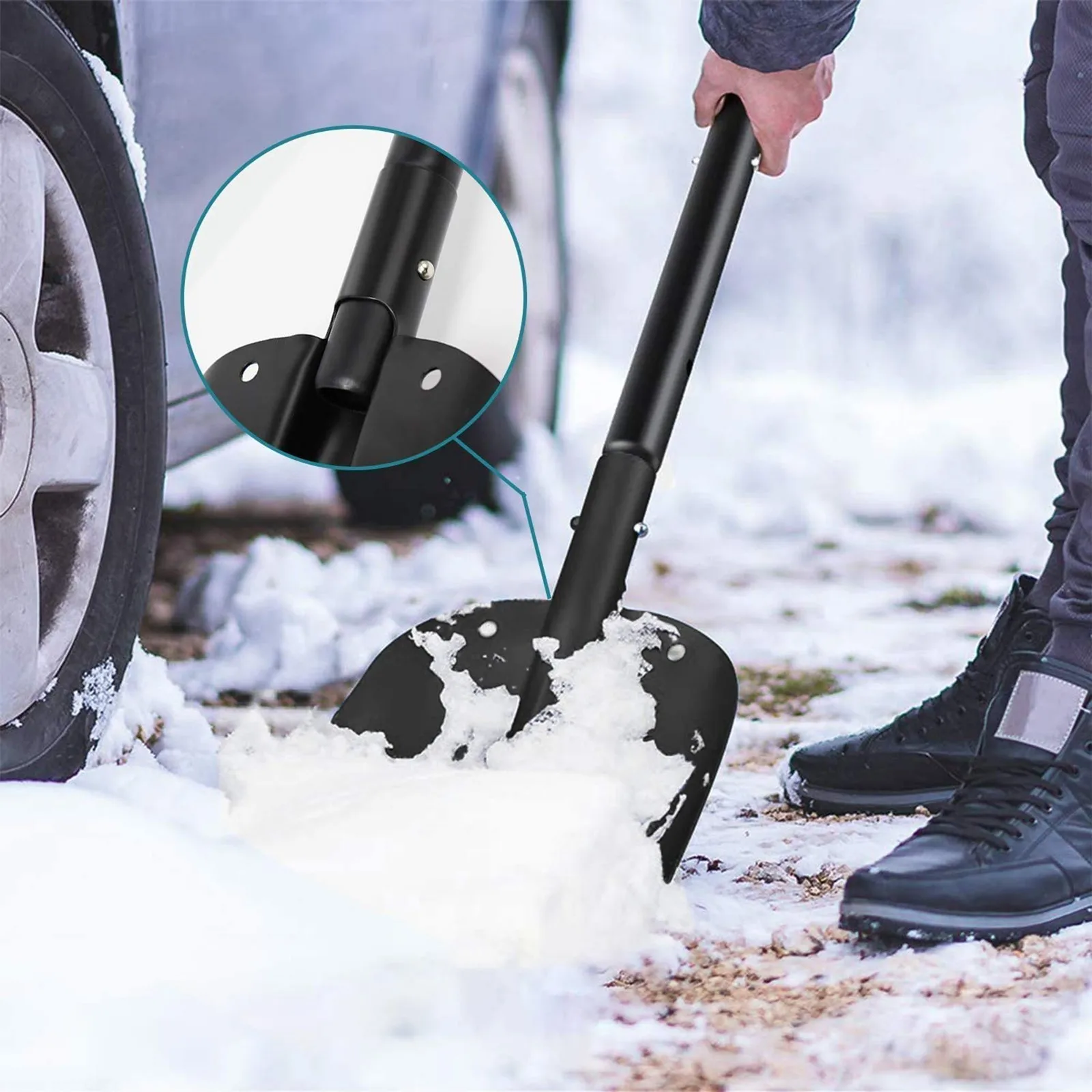Регулируемая Складная лопата для снега 66-82 см портативная компактная