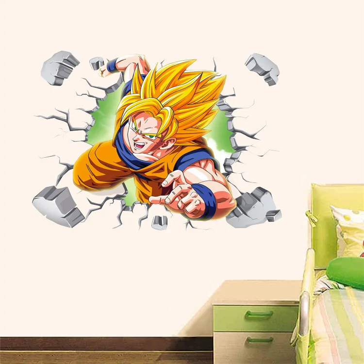 Наклейка s Виниловая Наклейка Декор Dragon Ball Z Гоку мультфильм 3D дети аниме разбиться настенное украшение для комнаты мальчик девочка стена
