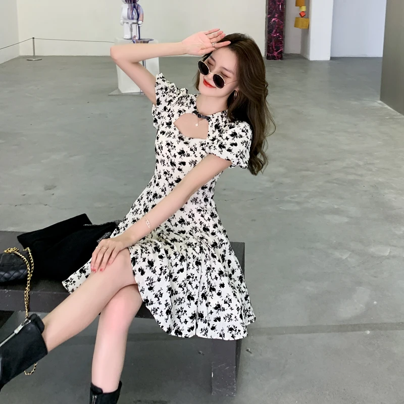 

NANASTORE French printed dress sense of senior Chinese wind in the new spring clothing skirt tea skirt girl