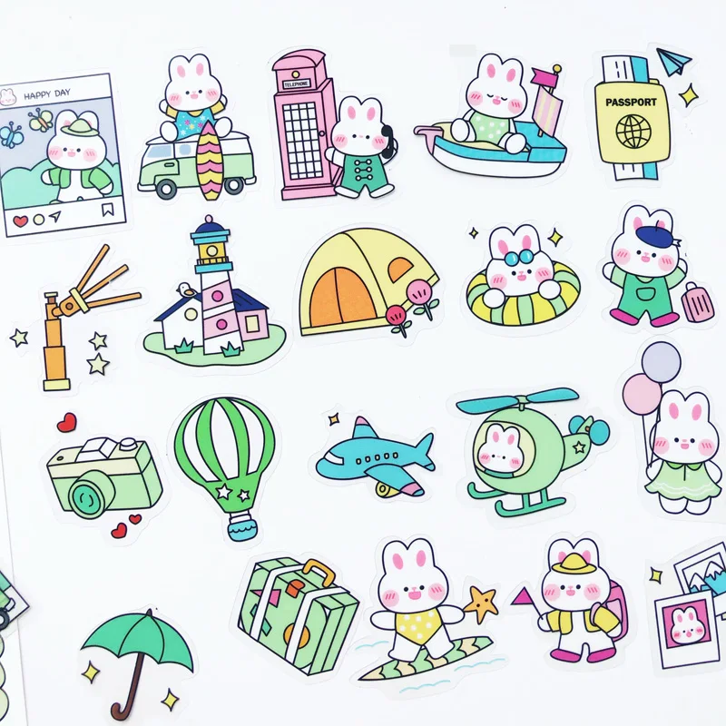 

40PCS /Pack Kawaii Rabbit Travel Notes Sticker Notebook Computer DIY Decoration