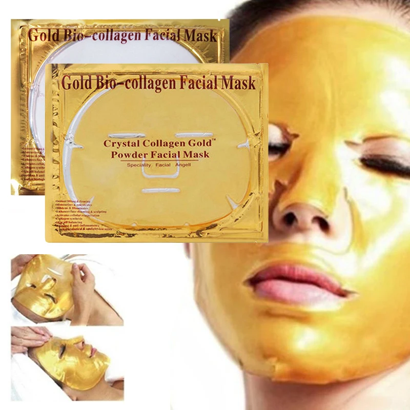 

1 шт. 24K Золотая коллагеновая маска для лица с кристаллами уход за лицом золотые увлажняющие маски для женщин красота уход за кожей лица TSLM1