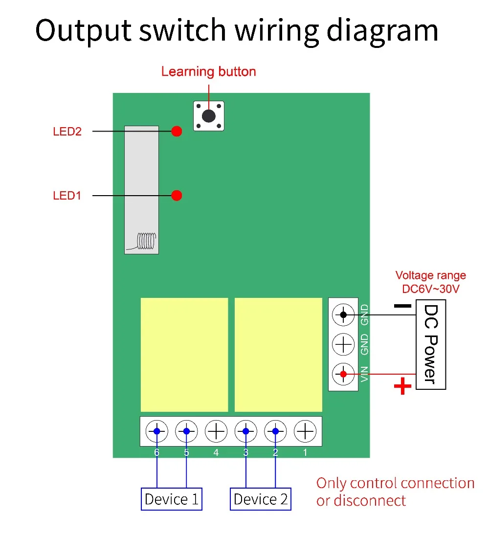 QIACHIP 433Mhz DC 6V 12V 24V Universal Wireless Remote Control Switch 2 CH RF Relay Receiver Module DC5-30V For Smart Home