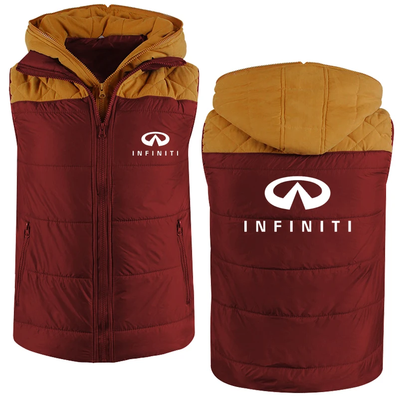 

NEW high quality cotton Spring Autumn Men's jackets Infiniti Car Logo Print high quality sleeveless chain casual Splicing