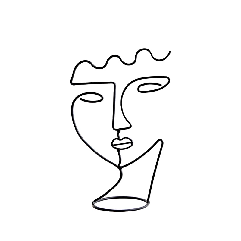 

ins decorative character metal face art black decorative statue abstract decoration home living room face art Nordic decoration