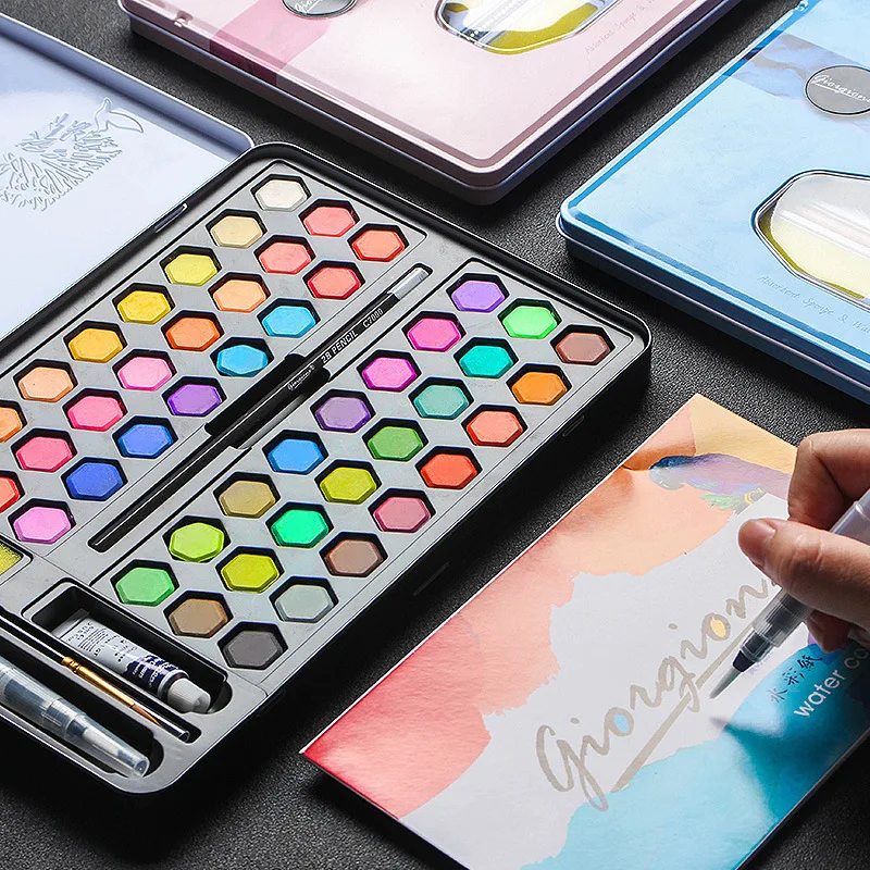 Высокое качество 48 цветов портативный дорожный твердый пигмент набор