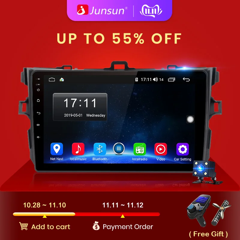 Junsun V1 2G + 32G Android 9 0 DSP для Toyota Corolla 2006 2013 автомобильный Радио Мультимедиа Видео плеер