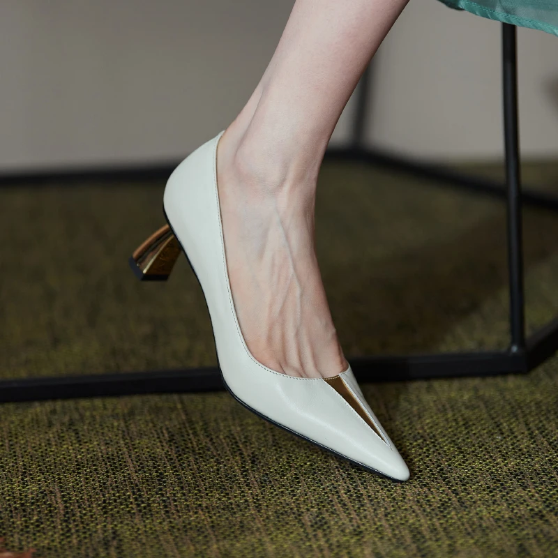 

Wedding Party Working High Heels Pumps Conicse Shoes Woman high Heels 2021 Spring Newest Genuine Leather Women Shoes