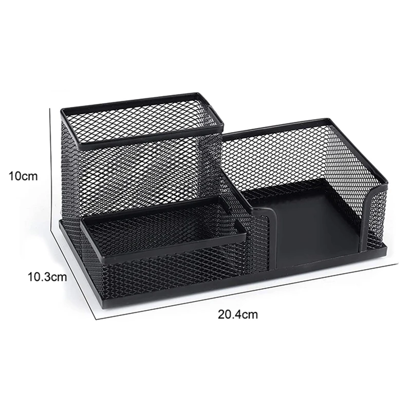 

Mesh Desk Organizer Black Desk Pen Holder Multifunctional Pen Holder with 3 Compartments Suitable for Office School 2Pcs