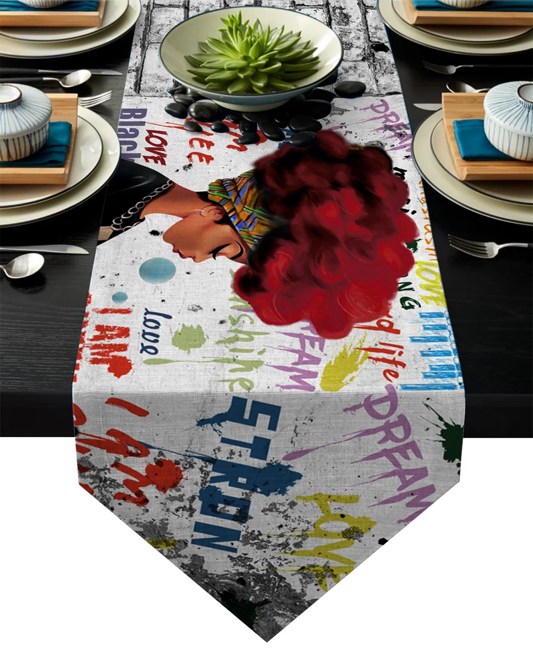 Настольная дорожка для женщин в африканском стиле с изображением граффити стены