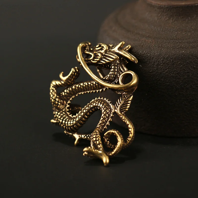 Брелок для ключей в медном стиле с китайским зодиаком драконом животным |