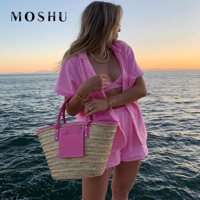 

Velvet Two Piece Set Women Casual Tracksuit Indoor Loungewear Outdoor Beach Cardigan Tops Shirt Shorts Sets Summer Outfits