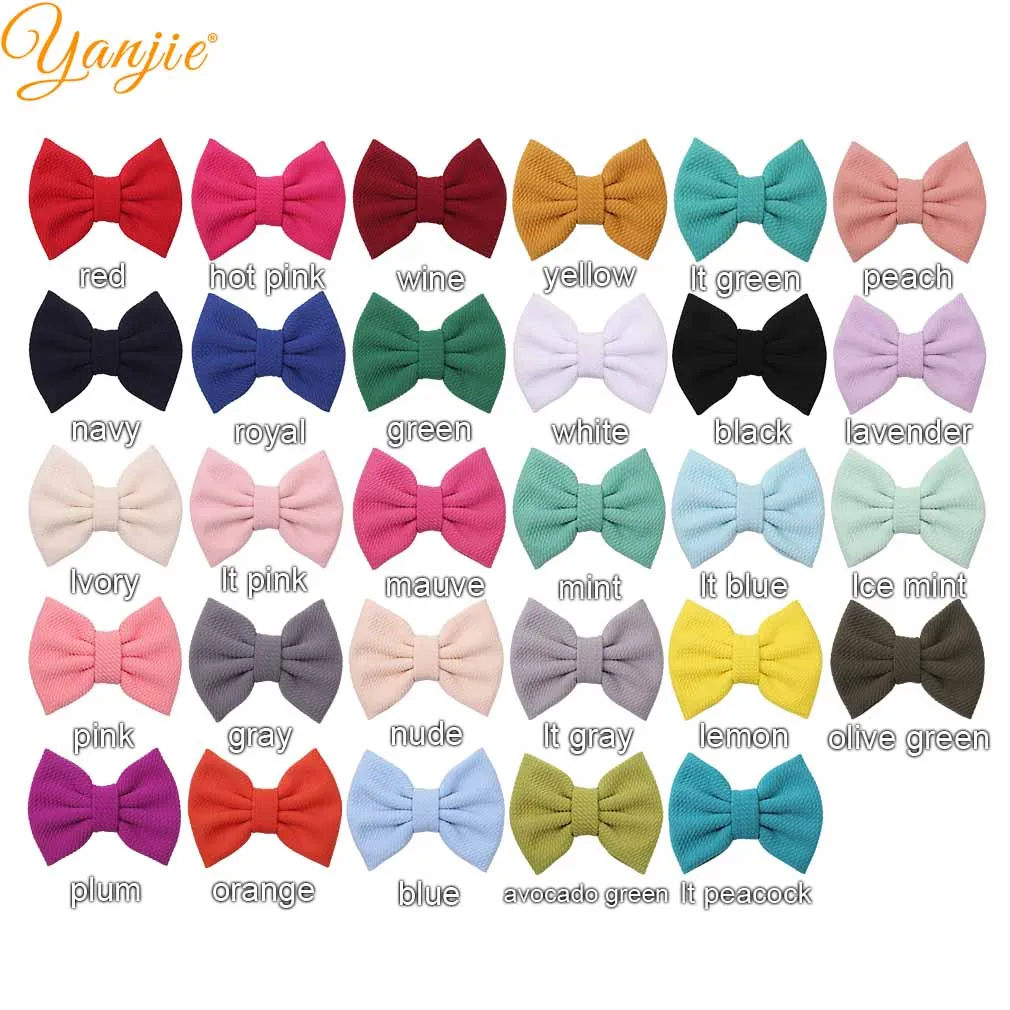 mixed color 10 шт./лот, 5 дюймов, однотонные бантики для волос для девочек, зимние вафельные заколки для волос, Женская повязка на голову, заколки, аксессуары для волос, женские головные уборы - Цвет: mixed color