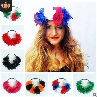 

60pcs/lot DIY Simple Multi Artificial Flower Headbands On Halloween Cross Border FABRIC Garland Styling Tools Accessories HA615