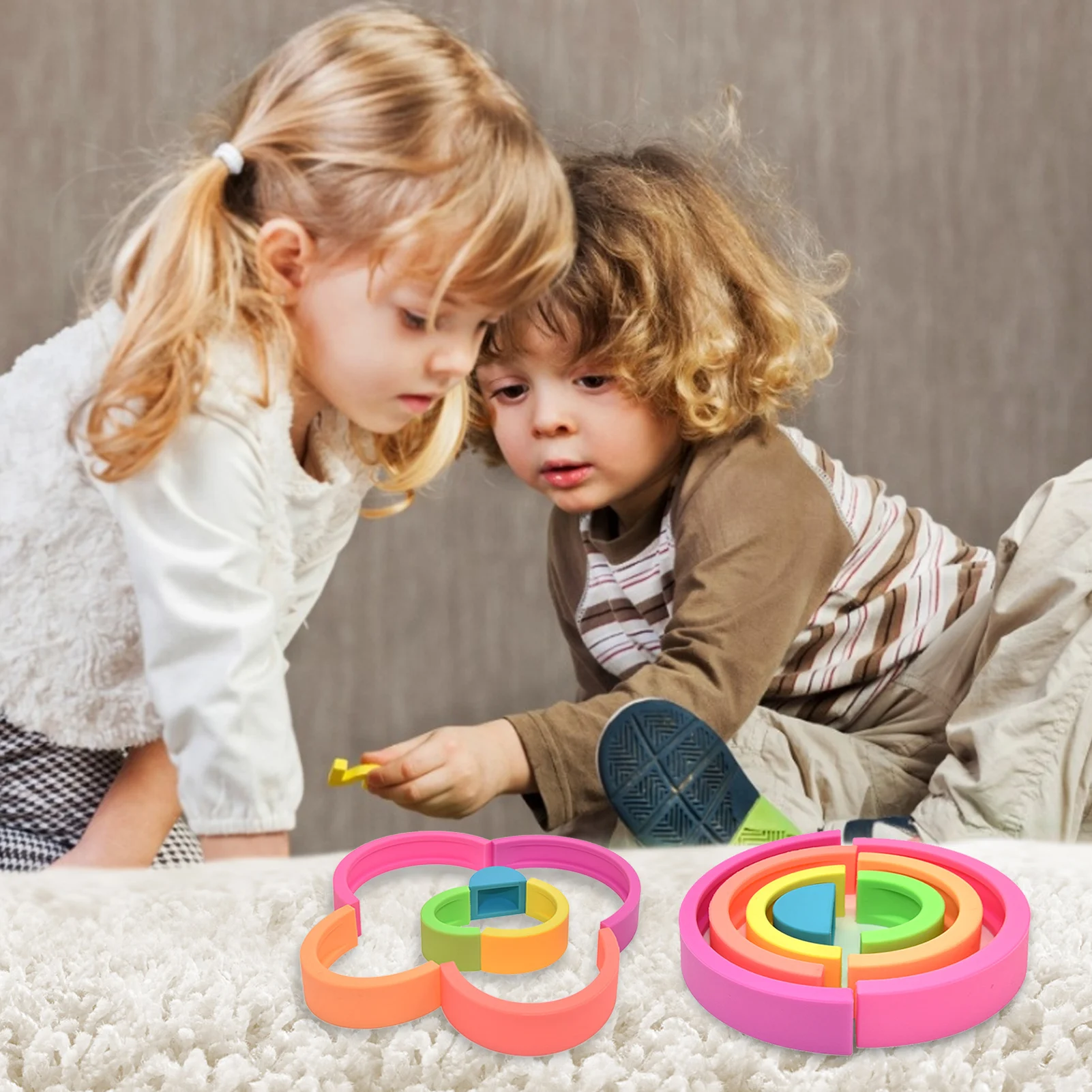 

7 Layer Montessori Creative Toys Kids Rainbow Stacking Toys Educational Rainbow Building Puzzle Early Education Kids