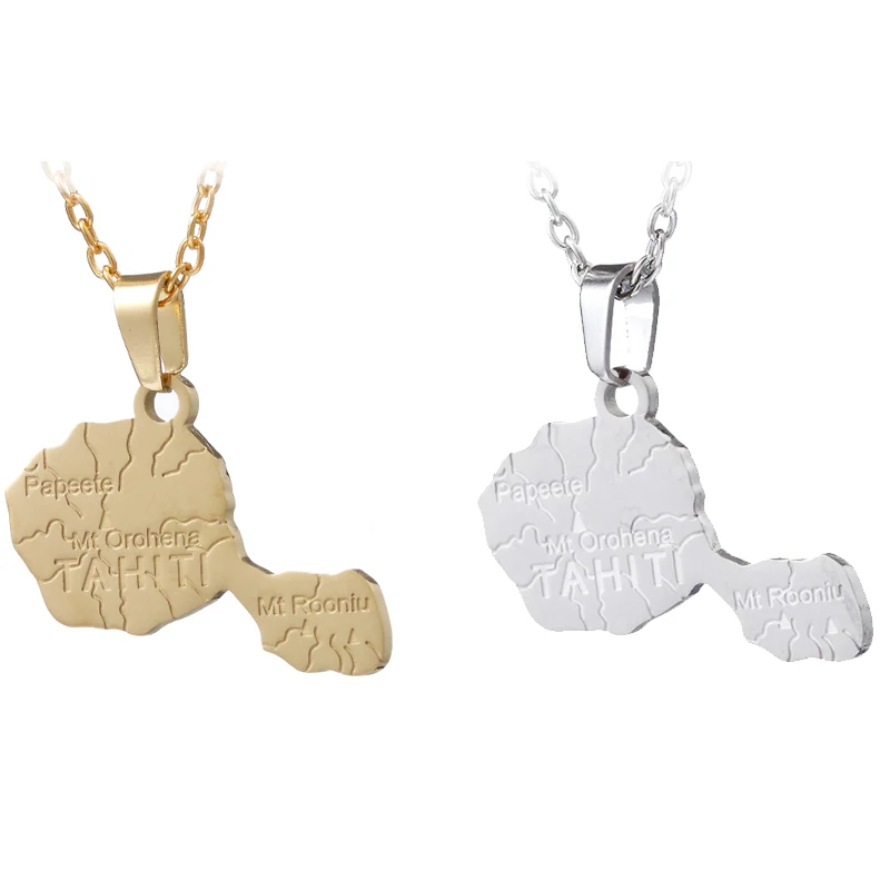 Ожерелье из нержавеющей стали с подвеской в виде карты рониу для мужчин и женщин -