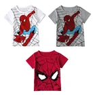 Летняя новая детская одежда детская футболка с мультяшным принтом Человек-паук короткая Детская рубашка для мальчиков впитывающая пот