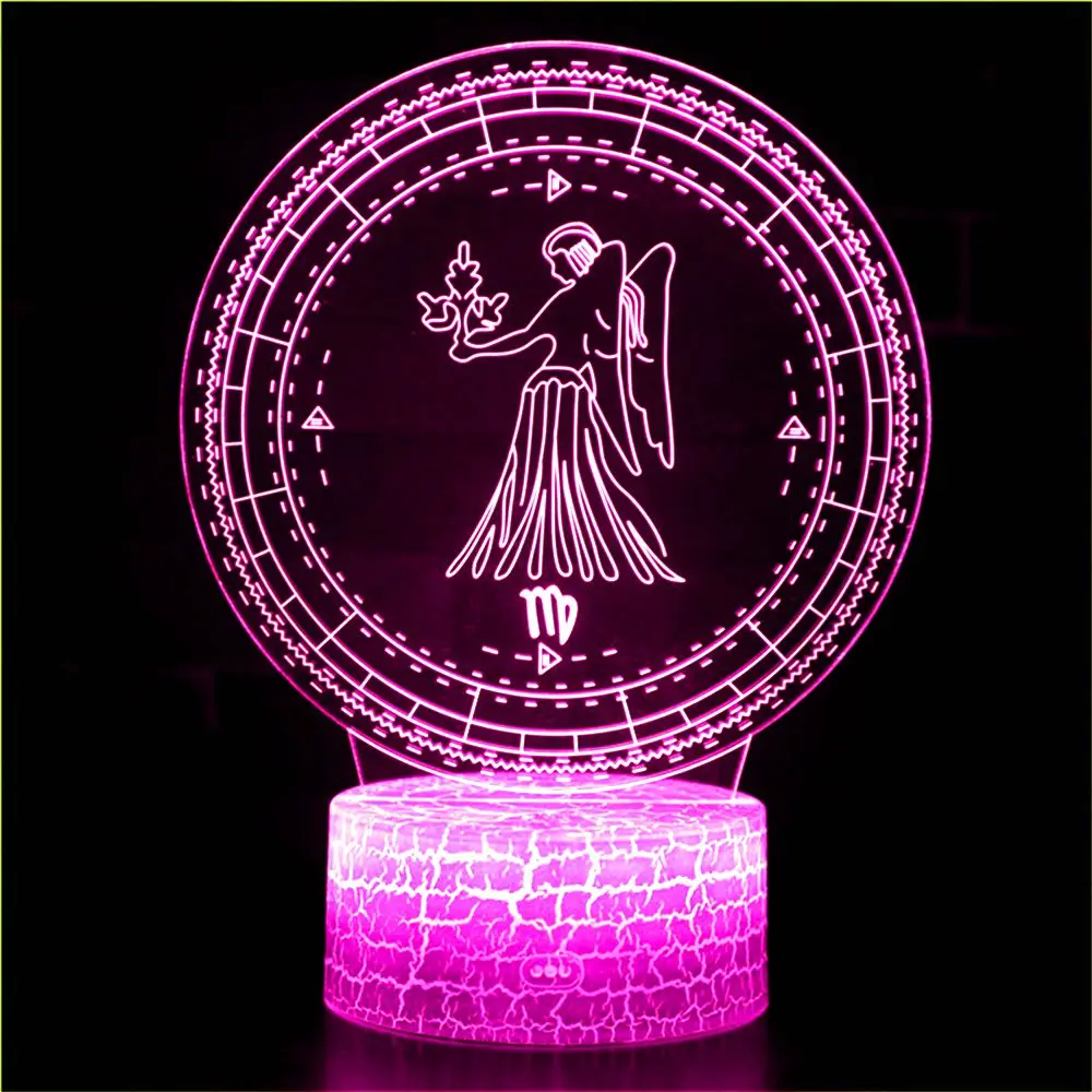 

3D night light 12 constellation light Virgo guardian deity guardian angel Christmas birthday gift desktop decoration decoration