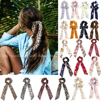 new fashion printed bowknot elastic headband polyester hair ties for women elastic hair scrunchie rubber hair bands accessories