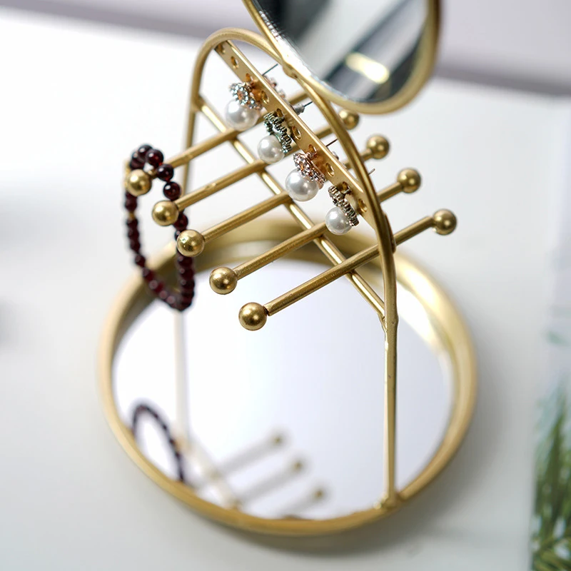 Скандинавское зеркало для макияжа с подставкой ювелирных изделий настольное