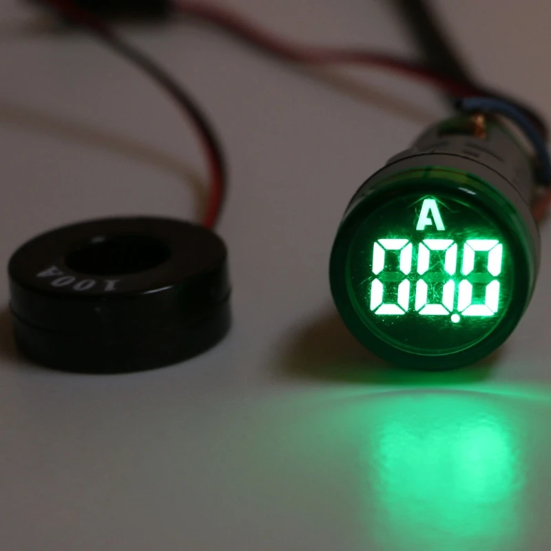 220V AC 22mm Digital Display Ampermeter Monitor Current Indicator Signal Light Ammeter Tester Measuring 0-100A Ampere Meter