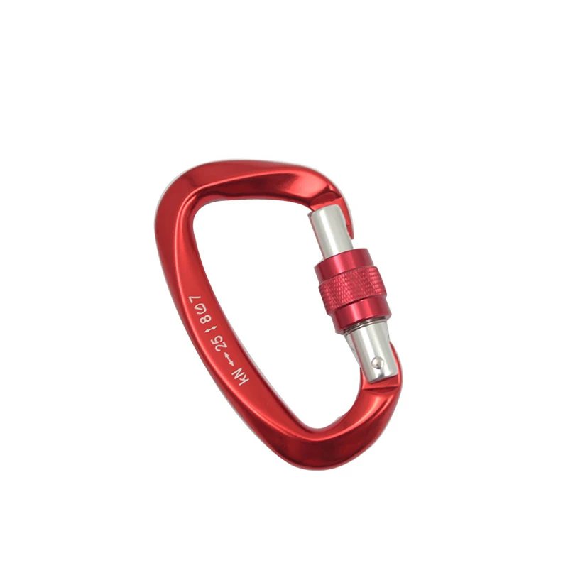 

1Pcs 25KN Carabiner Keychain Aluminum Alloy Rock Climbing Carabiner Outdoor Climbing D-Shape Screw Clip Lock Buckle Hook