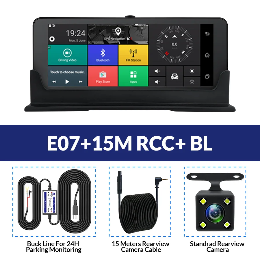 E07-15M RCC-BL E-ACE E07 1080P HD 4G Автомобильный видеорегистратор Камера ADAS видео рекордер Android 5,1 gps навигация удаленный монитор грузовик видеорегистратор двойная камера s - Color Name: E07-15M RCC-BL
