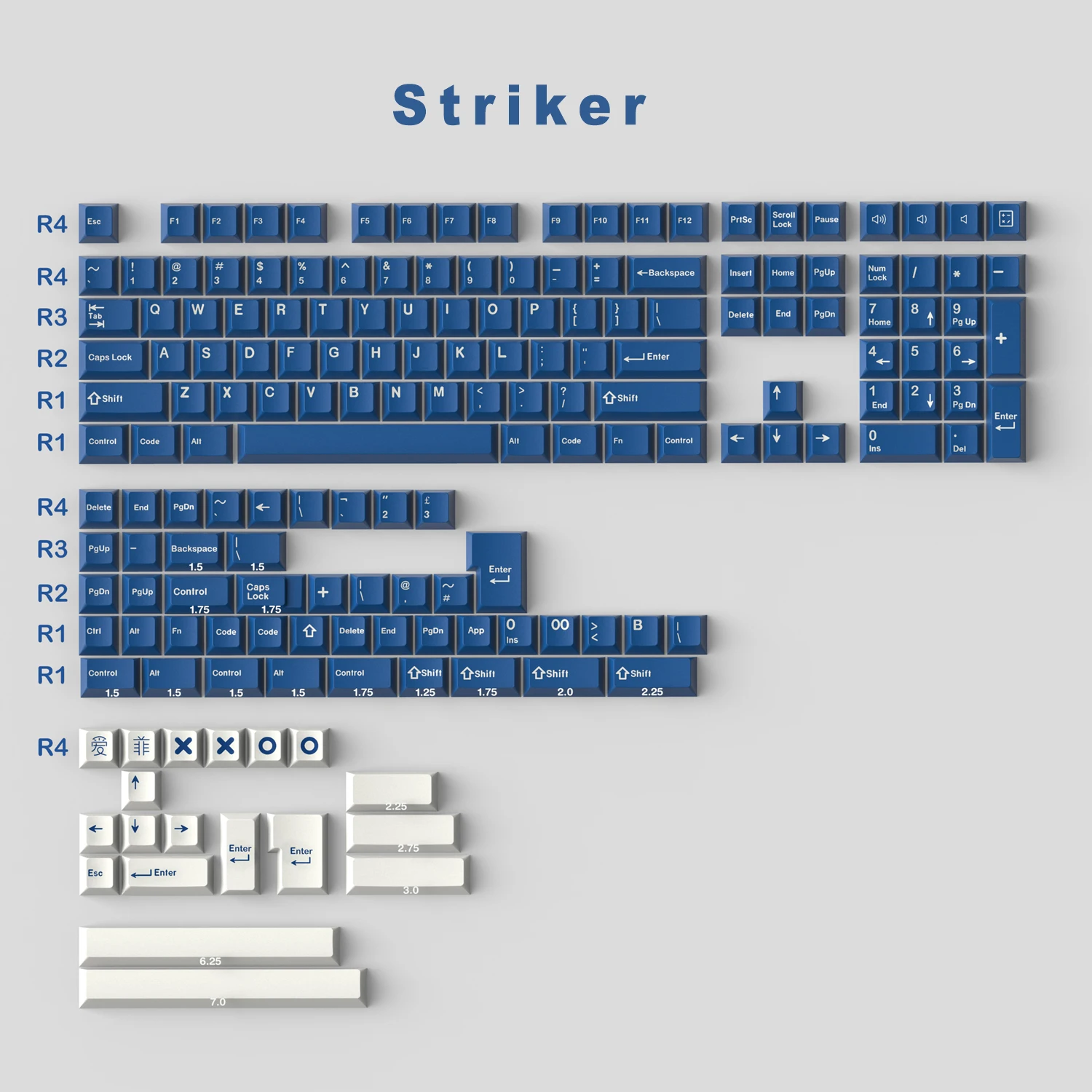 

GMK striker Keycaps ABS Double Shot Keycap Cherry Profile Key Caps With ISO Enter 7U Spacebar For HHKB EU Layout